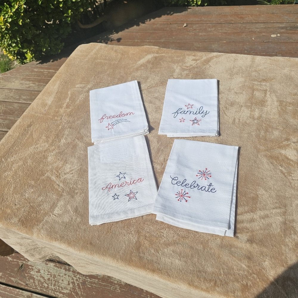 Tommy Bahama Patriotic Embroidered Kitchen Towels - Set of 4